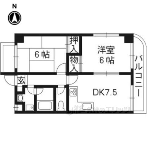 FLAT BS(2DK/4階)の間取り写真
