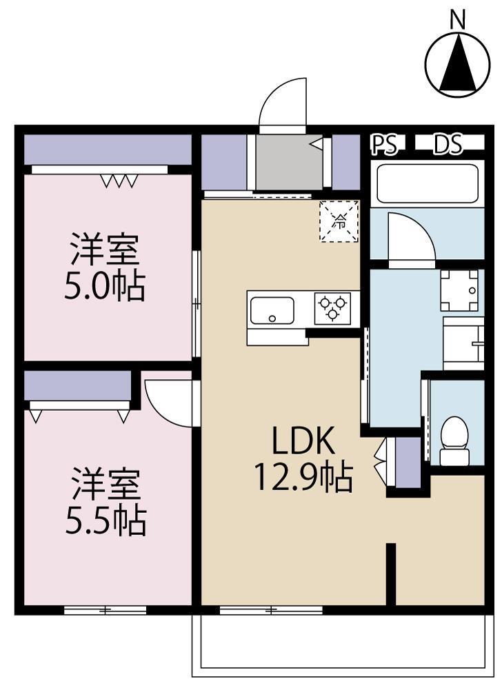 CARINO NOCE(2LDK/3階)の間取り写真