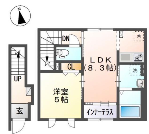 プティ・マタン(1LDK/1階)の間取り写真