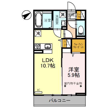 グランドソレーユ三日町(1LDK/2階)の間取り写真