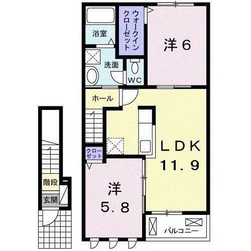 ガーデンハウス フォレスター(2LDK/2階)の間取り写真