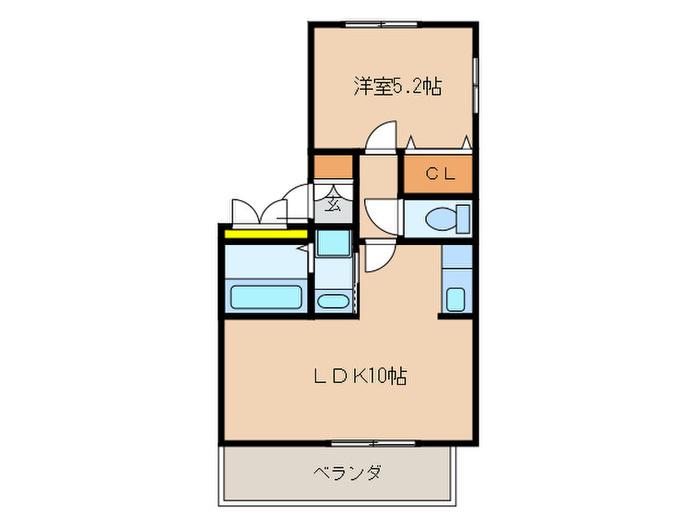 セゾン平出(1LDK/1階)の間取り写真