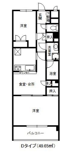 横浜OTビル(2DK/3階)の間取り写真