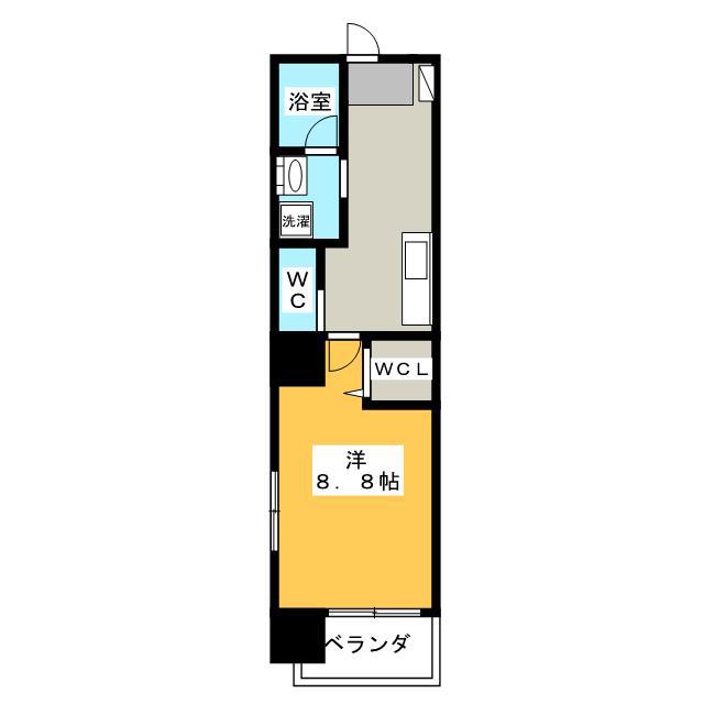 コーキャス馬場町(1K/9階)の間取り写真
