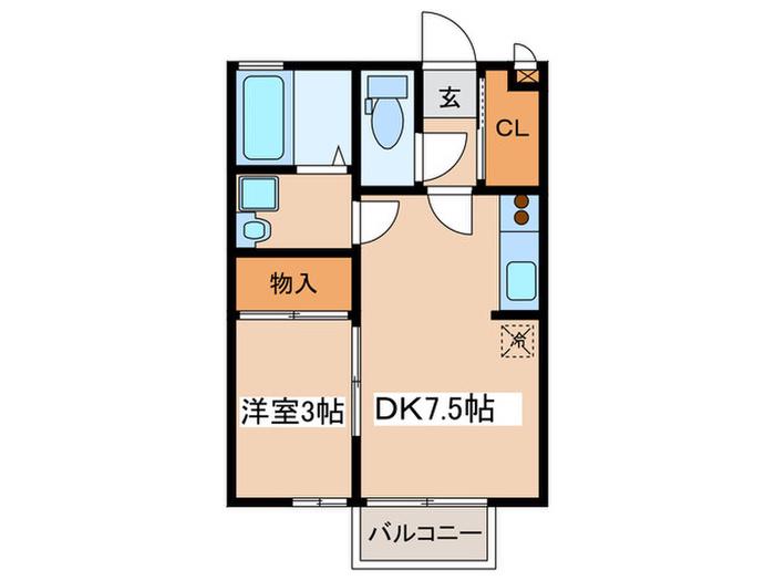 パルエクレール(1DK/1階)の間取り写真