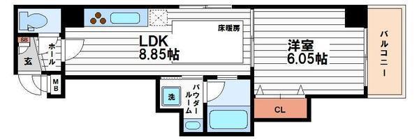 MELL-THEATER 鈍色の風(1LDK/5階)の間取り写真