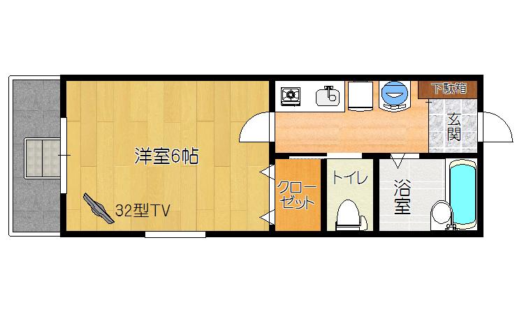 フルーレ南方(1K/1階)の間取り写真