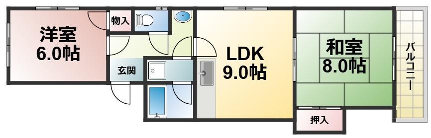 ラフォーレ諏訪II(2LDK/2階)の間取り写真