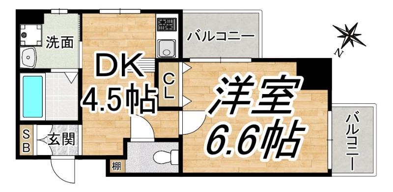 プレサンスセンターコア大阪(1DK/5階)の間取り写真