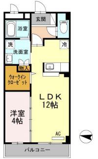 シャンテ・シャル(1LDK/2階)の間取り写真