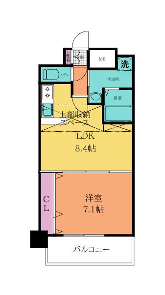 NO.65 CROSSING TOWER(1LDK/19階)の間取り写真