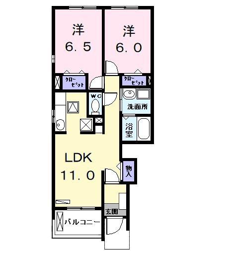 カーサ・プリーマ I(2LDK/1階)の間取り写真