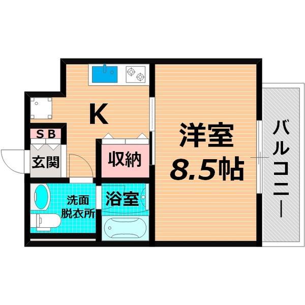 アクエルド緑地公園(1K/7階)の間取り写真