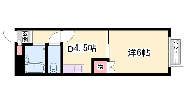 パインヒルズ西明石(1DK/2階)の間取り写真