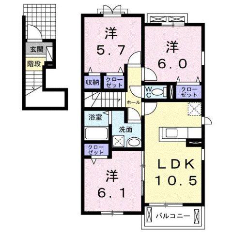 エスケー レジデンス(3LDK/2階)の間取り写真