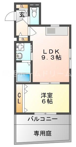 大日レジデンスエルサス(1LDK/1階)の間取り写真