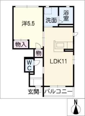 ファーストコート(1LDK/1階)の間取り写真