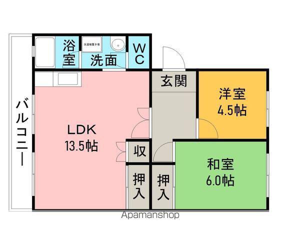 ハイツ鷹ノ羽B棟(3DK/1階)の間取り写真