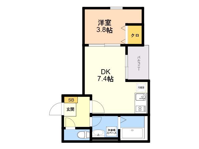 横手南町AP A棟(1DK/1階)の間取り写真