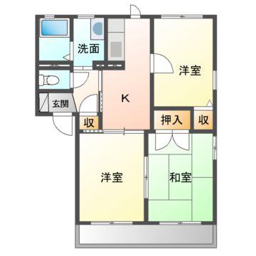 ディアス甲栄台(3DK/2階)の間取り写真