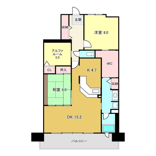 アルファステイツ御座(2SLDK/10階)の間取り写真