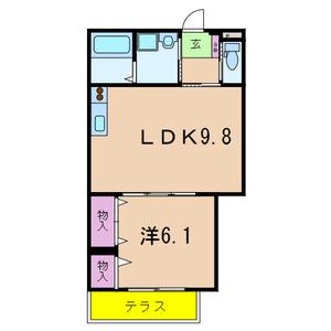 メゾン植野(1LDK/1階)の間取り写真