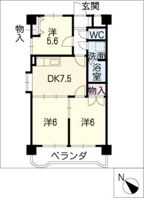 GARDENSITE 15(3DK/3階)の間取り写真
