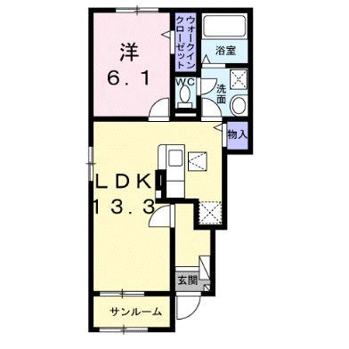 メゾン・ド・ソレイユI(1LDK/1階)の間取り写真