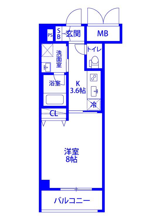 モーヴ粕壁東(1K/5階)の間取り写真