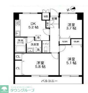 ウィスタリヤマンション第3砂川(3DK/1階)の間取り写真