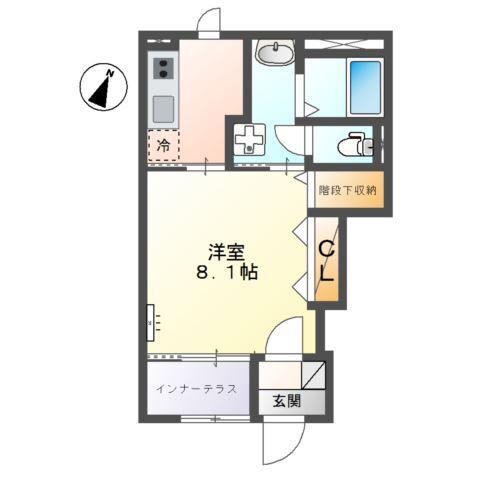 ATB 錦衣(1K/1階)の間取り写真
