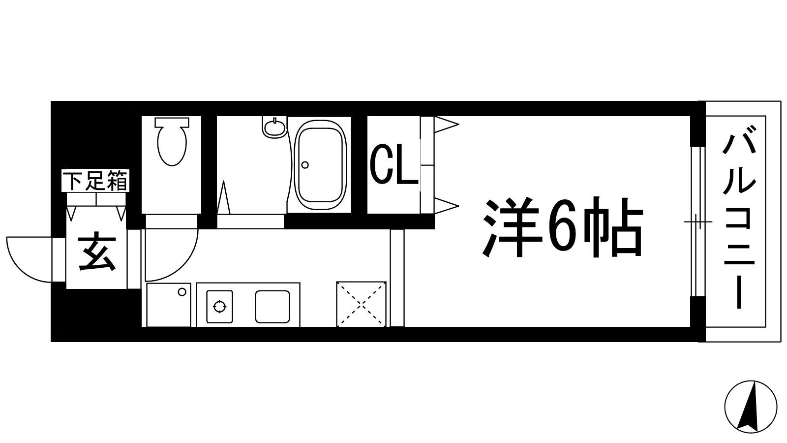 エミーナヒルズ(1K/4階)の間取り写真