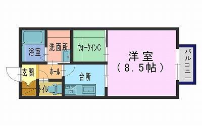 パルコート(1K/1階)の間取り写真