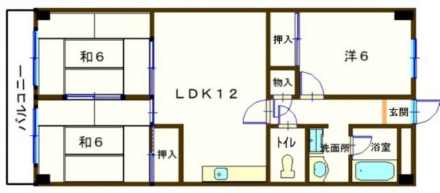 いしみマンション(3LDK/5階)の間取り写真