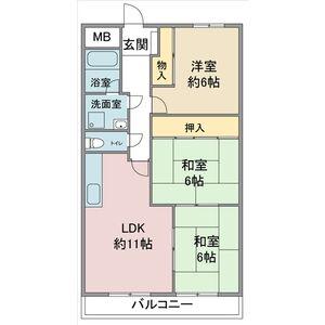 藤が丘第二ホフマンション(3LDK/2階)の間取り写真
