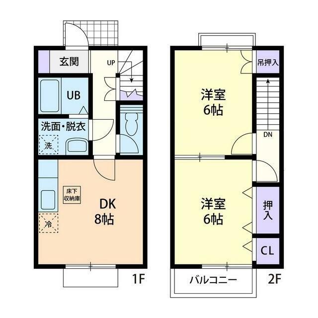 プラムヒルA(2DK/1階)の間取り写真