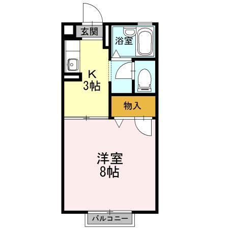 岩広ハイツ(1K/2階)の間取り写真