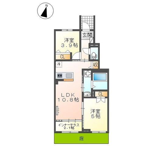 URBAN STAGEA春日I(2LDK/1階)の間取り写真