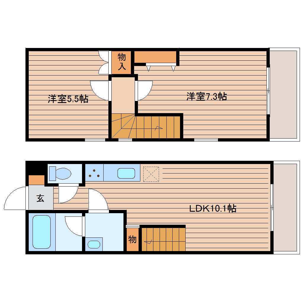 AZUL中山(2LDK/1階)の間取り写真