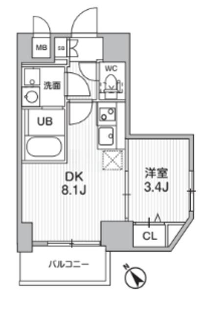 S-RESIDENCE目黒大岡山BRESA(1DK/3階)の間取り写真