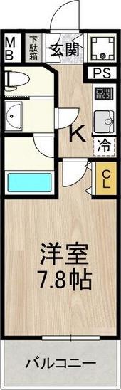 セノアタワー泉(1K/13階)の間取り写真
