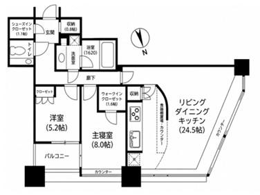 青山パーク・タワー(2LDK/9階)の間取り写真