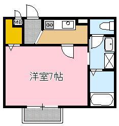 メイプルロード(1K/1階)の間取り写真