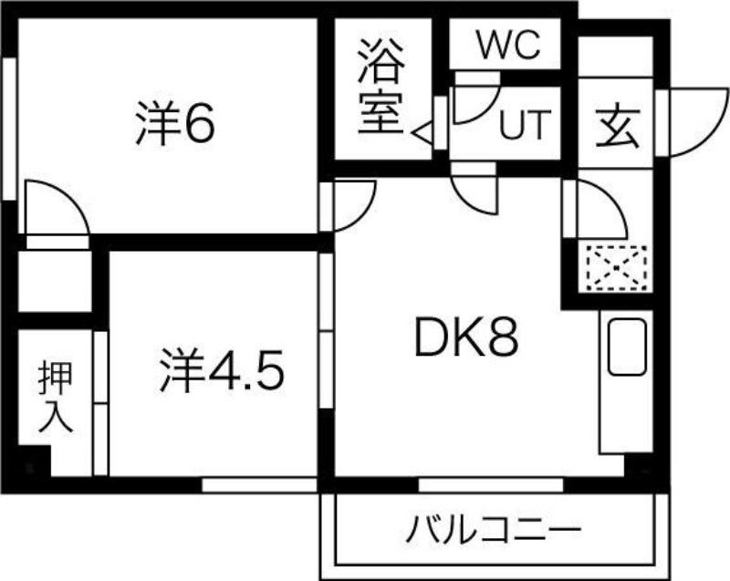 アステリア(2LDK/4階)の間取り写真