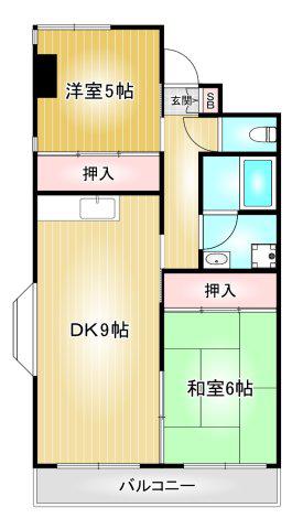 ラ・ポート1(2DK/2階)の間取り写真