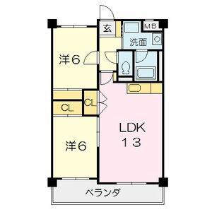 グラシャスベル広幡(2LDK/5階)の間取り写真