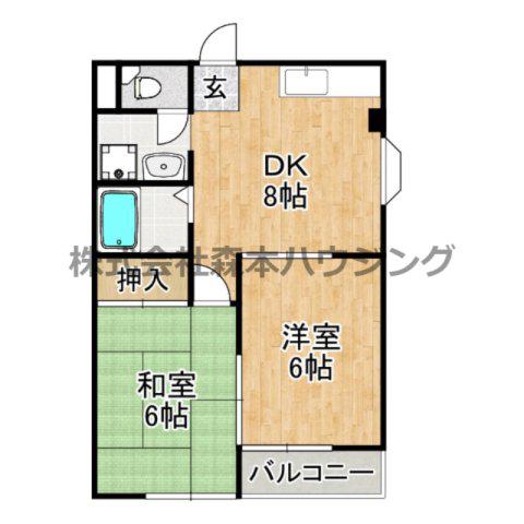 交野ロイヤルコート(2DK/4階)の間取り写真