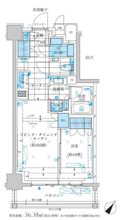 ザ・パークワンズ三軒茶屋(1LDK/2階)の間取り写真