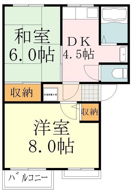 シティハイムサンモール(2DK/2階)の間取り写真