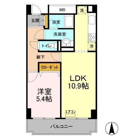 アーバンエクセル蘇我(1LDK/4階)の間取り写真